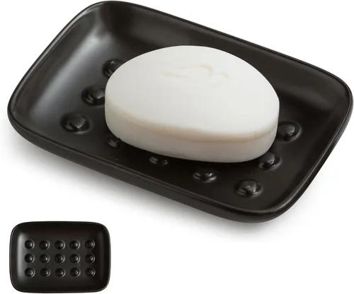 Miniatura 16 de Miamolo Jabonera limpiadora para ducha, jabonera de cerámica para barra de jabón grande, champú o esponja, bandeja ahorradora de jabón para baño