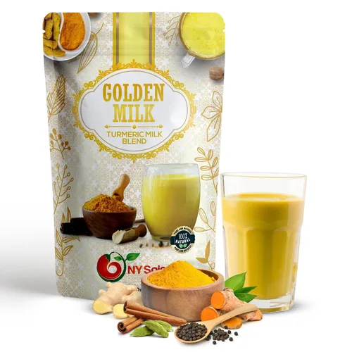 NY SPICE SHOP Golden Milk Superfood en polvo – 4 onzas (onza) Instant Latte Mix Superfood con cúrcuma – Mezcla de superalimentos de cúrcuma, canela,