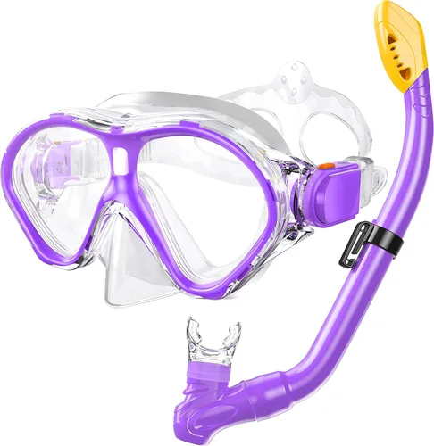 Miniatura 21 de Gintenco Juego de esnórquel para niños, máscara de buceo para niños como gafas de natación unisex, juego de máscara de buceo antivaho y esnórquel