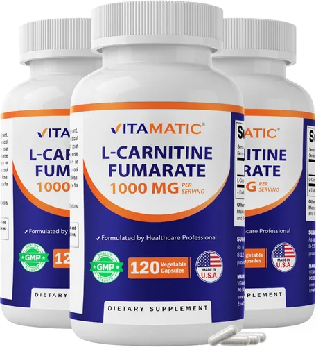 Miniatura 10 de Vitamatic L-Carnitina Fumarato 1000 mg - 120 Cápsulas Vegetales (1 Botella)