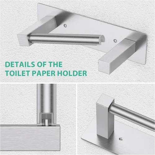 Miniatura 3 de Soporte de papel higiénico de níquel cepillado para baño, montaje en pared, dispensador de papel higiénico comercial de acero inoxidable, soporte