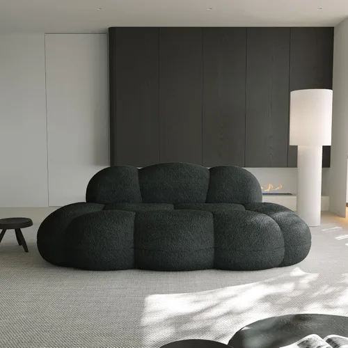Miniatura 6 de JACH Sofá de nube de 3 plazas para sala de estar, moderno sofá tapizado de sherpa, sofá de ocio minimalista, cómodo sofá nube para apartamento