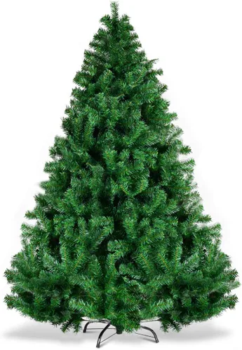 Miniatura 37 de Goplus Árbol de Navidad negro sin luz de 7.5 pies, árbol de Halloween artificial con 1258 puntas de rama, soporte de metal, árbol completo