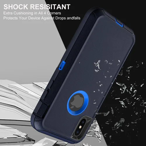 Miniatura 5 de YKHJKLEC Funda para iPhone Xs Max, grado militar 3 en 1, resistente a los golpes, a prueba de caídas, polvo con 2 protectores de pantalla de vidrio