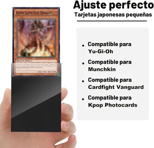 Miniatura 2 de Juego de 200 fundas negras compatibles con fundas para tarjetas pequeñas japonesas Yu-gi-oh, 2.4 x 3.5 pulgadas, textura trasera, barajado perfecto