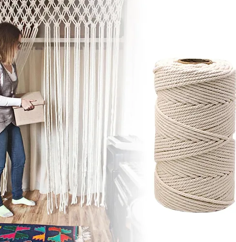 Hilo de macramé, hilo de algodón beige, cuerda de algodón, cuerda de algodón, cordón de macramé natural para atrapasueños, manualidades, tejer, C: