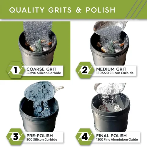 Miniatura 2 de Polly Plastics Rock Tumbler - Recambio de grano medio, grano grueso de carburo de silicio 60/90, etapa 1 para rodar piedras (paquete de 2) (2 libras)