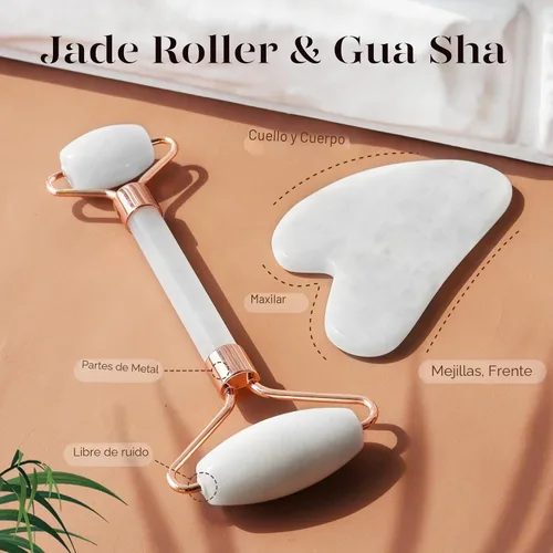 Miniatura 4 de BAIMEI IcyMe - Juego de rodillo de jade y Gua Sha, rodillo facial y herramientas faciales de Gua Sha para rutina de cuidado de la piel y hinchazón