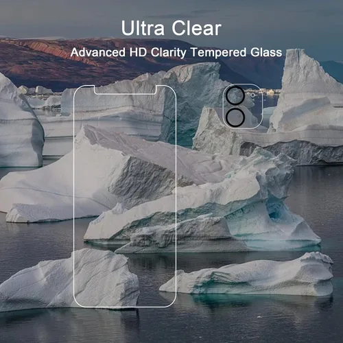 Miniatura 4 de Ailun Paquete de 2 protectores de pantalla compatibles con iPhone 11 [6.1 pulgadas] + 2 protectores de lente de cámara, película de vidrio templado