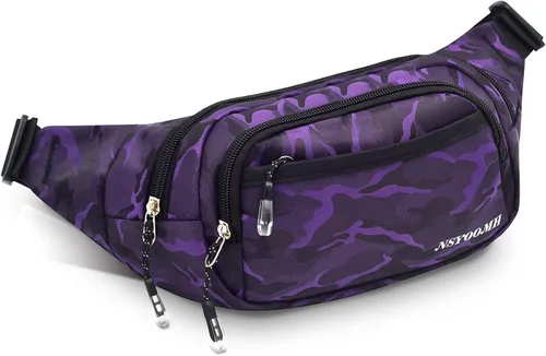 Miniatura 7 de Cangurera cruzada para hombres, 5 bolsillos con cremallera, bolsa para cinturón para correr, ciclismo, viajes, senderismo, pesca, camping