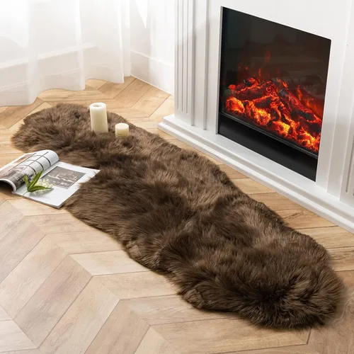 Miniatura 160 de Ashler Home Deco - Tapete de pelo sintético de oveja, mullido, suave, de 2 x 3 pies, lavable a máquina, dormitorio, habitación de los niños, sala