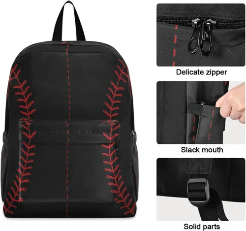 Miniatura 4 de Mochila para computadora de poliéster divertido para niños, niñas, mochila grande para negocios, deportes, viajes, escuela, libros, Béisbol