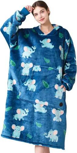 Miniatura 44 de Three Poodle - Manta con capucha portátil para niños, sudadera de sherpa de gran tamaño con capucha gigante, manta con capucha cálida y acogedora
