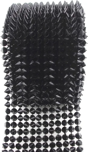 Miniatura 3 de 1 yarda para coser en punta, cono plano, punk, moldura de malla Negro