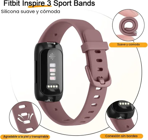 Miniatura 4 de Vancle Paquete de 4 bandas compatibles con bandas Fitbit Inspire 3 para mujeres y hombres, correas ajustables de silicona deportivas de repuesto