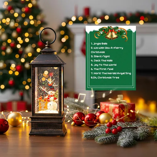Miniatura 3 de Globo de nieve de Navidad con agua brillante de muñeco de nieve con música y temporizador, linterna iluminada con pilas para regalos de decoración