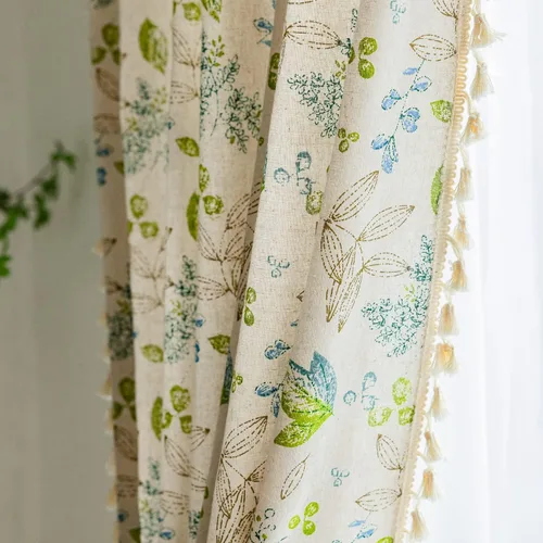Miniatura 31 de Cortinas florales de granja semiopacas para sala de estar, de 63 pulgadas de largo, mezcla de lino y algodón, paneles de cortina de ventana cortos