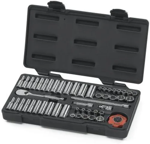 GearWrench Juego de herramientas métricas estándar y mecánicas GearWrench para llave de 1/4", 6 puntos, 54 unidades