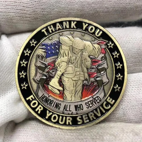 Miniatura 3 de Gracias por su servicio Desafío de apreciación militar Moneda Homenaje a héroes caídos Nunca olvides a los veteranos