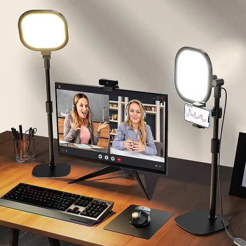 Miniatura 11 de LitONES Iluminación de videoconferencia para reuniones de zoom, anillo de luz para escritorio con soporte flexible, 30 modos de luz