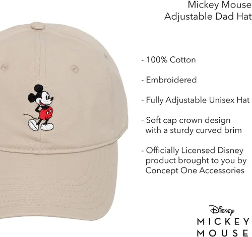 Miniatura 6 de Concept One Disney Mickey Mouse Embroidered Cotton Adjustable Dad Hat with Curved Brim