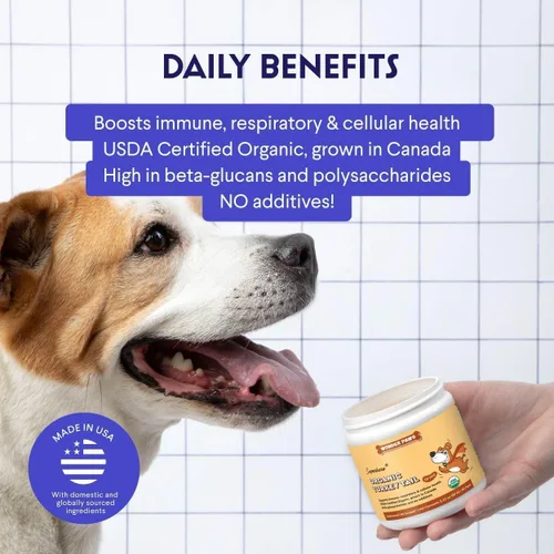Miniatura 3 de Wonder Paws Hongo orgánico de cola de pavo para perros, potente cola de pavo para perros, polvo de hongos para inmunidad, respiratorio, digestión