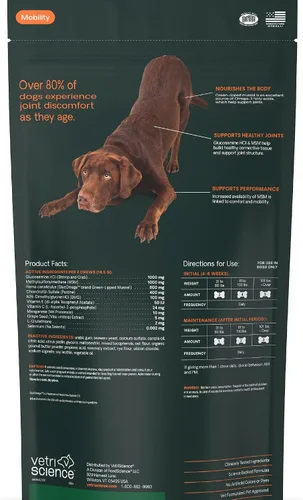Miniatura 13 de VetriScience Suplemento Ultimate Strength para cadera y articulaciones para perros, GlycoFlex Plus - MSM, condroitina y mejillón de labios verdes