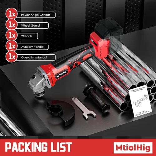 Miniatura 7 de MtiolHig Amoladora angular inalámbrica compatible con batería Milwaukee de 18 V: herramienta amoladora sin escobillas, amoladora angular pequeña