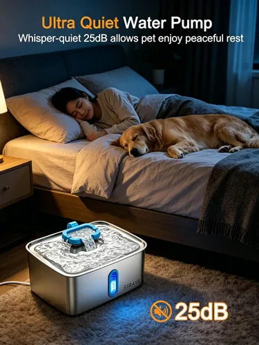 Miniatura 5 de SIBAYS Fuente de agua grande para perros de 4 galones/15 L, fuente de agua para mascotas de acero inoxidable con ventana de nivel de agua y luz LED