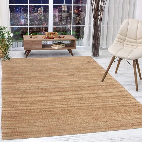 Antep Rugs Alfombra de fibra de yute tejida a mano natural para interiores 8x10 (Natural, 7'10" x 10')