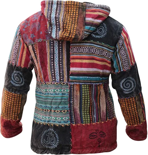 Miniatura 3 de Shopoholic Fashion Unisex Patchwork Festival Hippie Sudadera con capucha