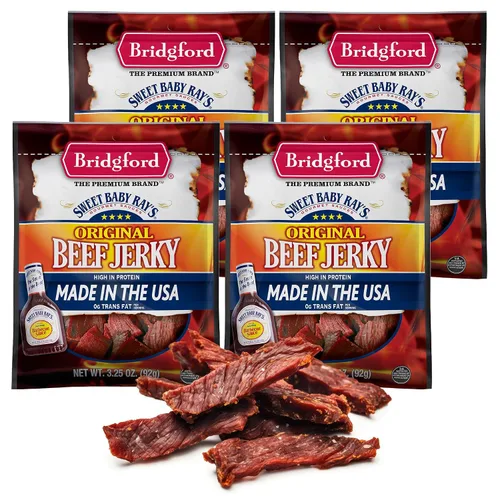 Miniatura 15 de Bridgford Sweet Baby Ray's Beef Jerky Honey BBQ de 3.25 onzas, paquete de 2 – Cecina alta en proteínas para impulso de energía del mediodía