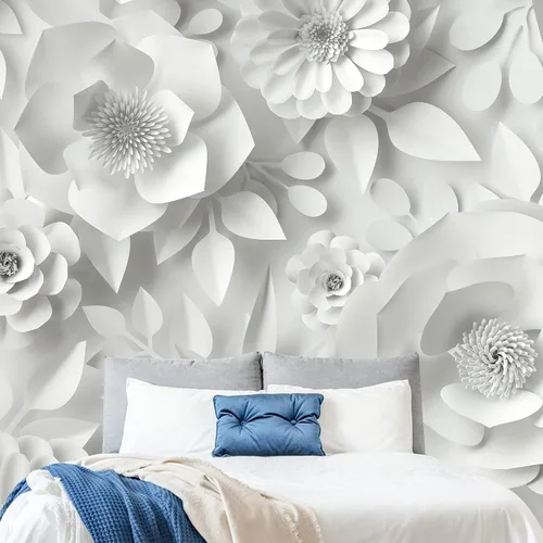Miniatura 21 de NWT Calcomanía removible de pared/mural blanco pastel azul margarita, naturaleza, desierto, arte digital, arte moderno, decorativo, floral