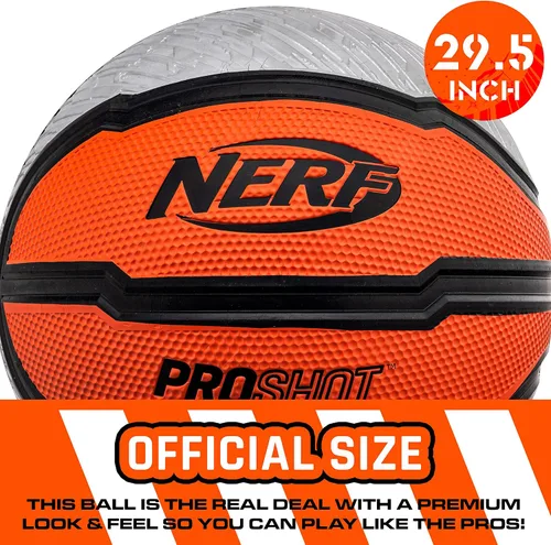Miniatura 2 de Nerf Indoor + Outdoor Basketball - Proshot Official Size 29.5" Basketball + Air Inflation Pump - Extra Grip for Gym + Driveway Hoops - Regulation B7