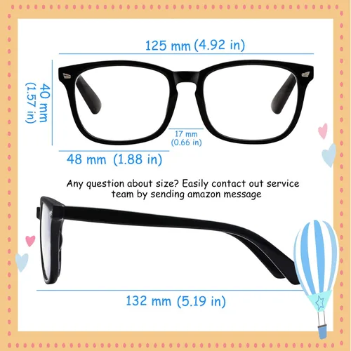 Miniatura 5 de Lentes de bloqueo de luz azul para niños, niñas, para computadora, juegos, televisión, marco de anteojos ligeros Paquete de 2 Negro+tortuga