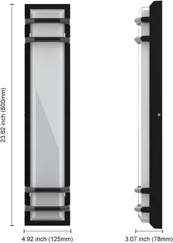 Miniatura 4 de Sytmhoe Luces de Pared Exteriores, 23.6in 36W LED Moderna Lámpara de Pared para Porche y Patio, Aplique de Pared Exterior de Aluminio Negro Montado