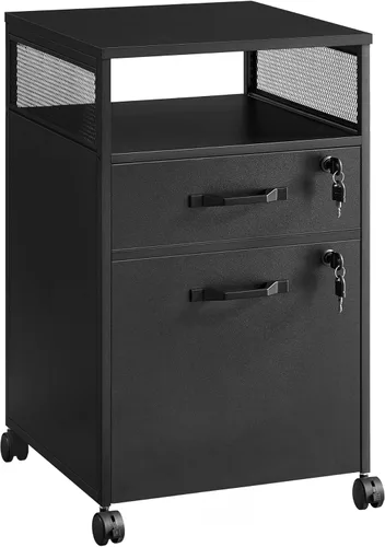 Miniatura 19 de VASAGLE Archivador móvil con ruedas, 2 cajones, estante abierto, para A4, tamaño carta, carpetas colgantes, gris carbón y negro tinta UOFC071B04