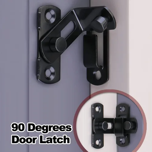 Miniatura 3 de Cerradura de puerta con perno de barril de 90 grados, cerradura de puerta de acero inoxidable grueso, pestillo de puerta corredera, con almohadillas