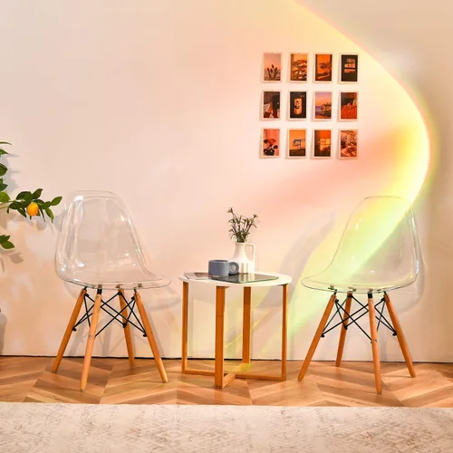 Miniatura 9 de Giantex Juego de 4 sillas de comedor, sillas de comedor de acrílico transparente con patas de madera de haya, carga máxima de 330 libras, sillas