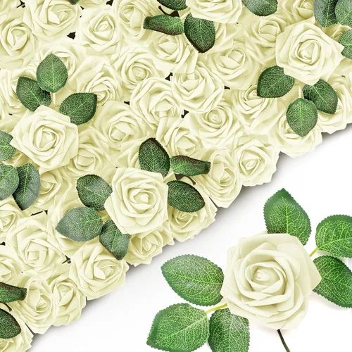 Miniatura 7 de Sherr 250 rosas artificiales a granel, rosas falsas con tallo, centro de mesa de flores sintéticas para boda, decoración del día de la madre, Borgoña