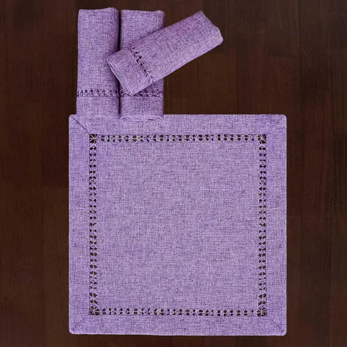 Miniatura 2 de Grelucgo Servilletas rústicas de granja sólidas con vainica, color lavanda lila y morado claro (12 x 12 pulgadas (juego de 4)
