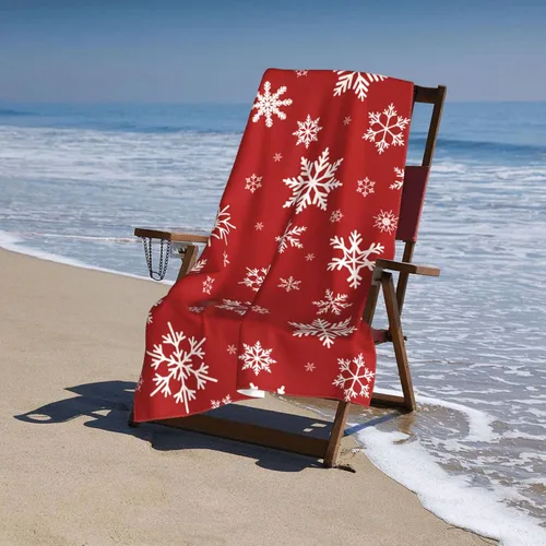 Miniatura 7 de Toalla de baño de Navidad con copos de nieve rojos, toallas de playa suaves y absorbentes, paños de lavado de secado rápido, toallería de calidad