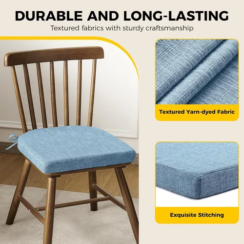 Miniatura 6 de downluxe Cojines para sillas de interior para sillas de comedor, almohadillas de espuma texturizada suaves y cómodas para sillas de cocina con lazos