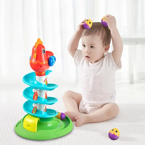 Miniatura 3 de Montessori - Juguete sensorial para niños pequeños, torre de bola giratoria que hace música, juegos interactivos preescolares, regalo de cumpleaños