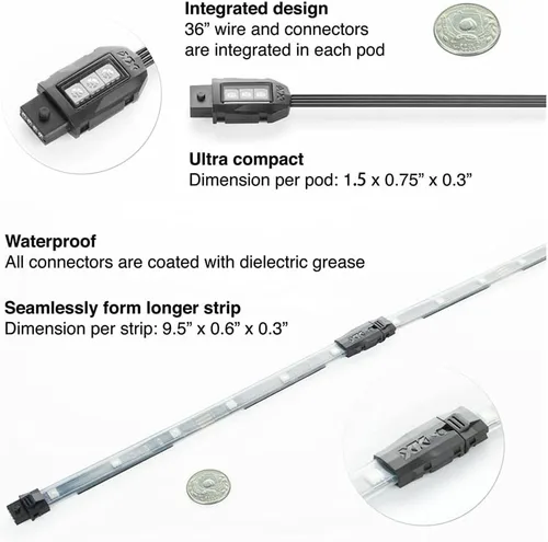 Miniatura 2 de XKGLOW Chrome App Control - Kit de luz LED profesional para motocicleta, 14 vainas/12 tiras