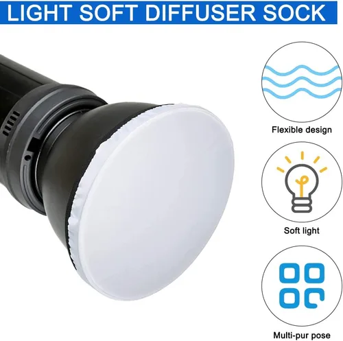 Miniatura 4 de findTop Paquete de 4 calcetines difusores de luz, cubierta elástica universal para lámpara de anillo de luz y fotografía de flash