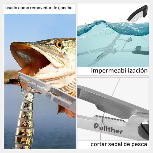 Miniatura 6 de Alicates de pesca de acero inoxidable, Alicates de punta fina para pesca, Alicates de pesca removedor de anzuelos, Kit de alicates de pesca