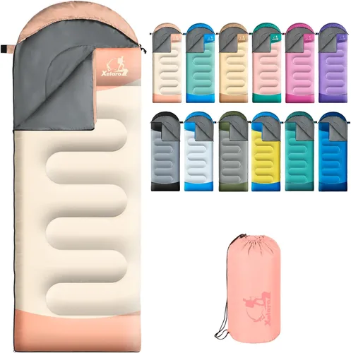 Miniatura 10 de Sacos de dormir para adultos y niños - 3 estaciones para clima frío y cálido, impermeables para acampar - Sacos de dormir ligeros para camping