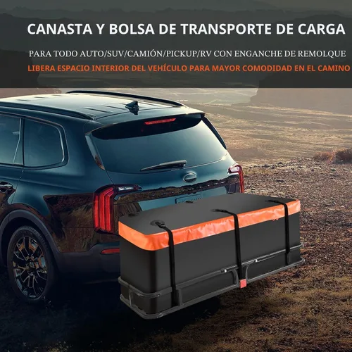 Miniatura 8 de MeeFar Cesta de transporte de carga de montaje en enganche de 53" x 19" x 5" pulgadas + bolsa de carga impermeable (51" x 17" x 18" pulgadas)