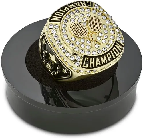 Miniatura 2 de Express Medals Champion Gold - Anillo de trofeo de tenis de oro con cadena de cuello de exhibición y anillos de campeonato de soporte